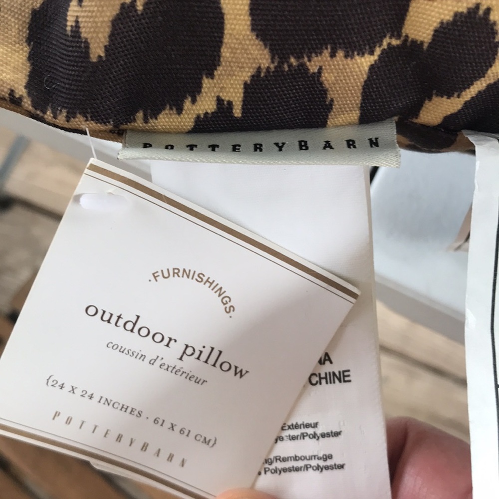 Pottery barn cheetah 24” x 24” outdoor pillow - Picture 3 of 3